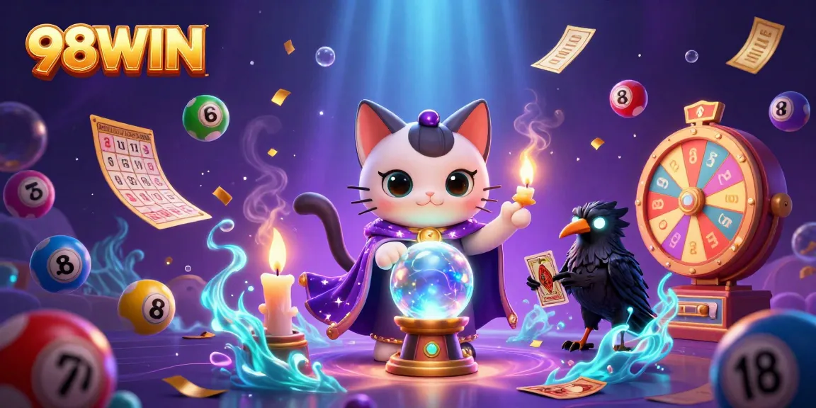 Join the exciting world of 98WIN casino with vibrant graphics and engaging lottery elements.