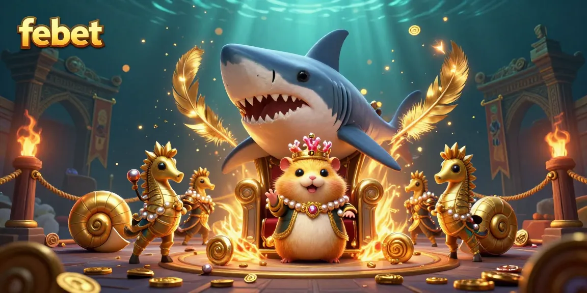 Experience the excitement of febet with a vibrant 3D casino underwater scene featuring a fierce hamster king and dynamic game elements.