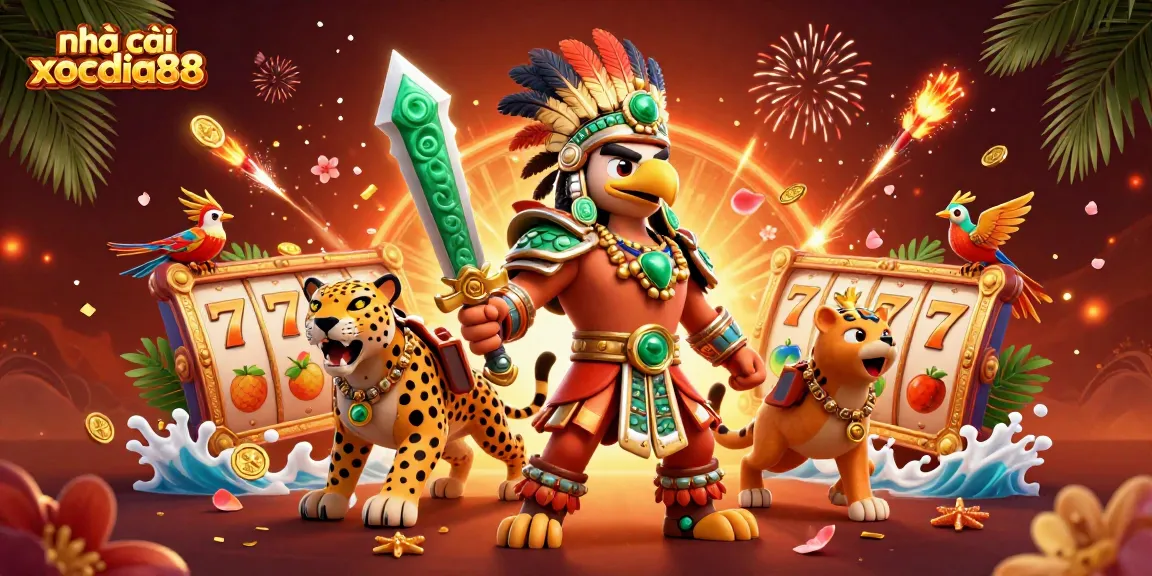 Engage in exciting gameplay with nhà cái xocdia88 featuring a vibrant casino scene highlighted by dynamic slot reels.
