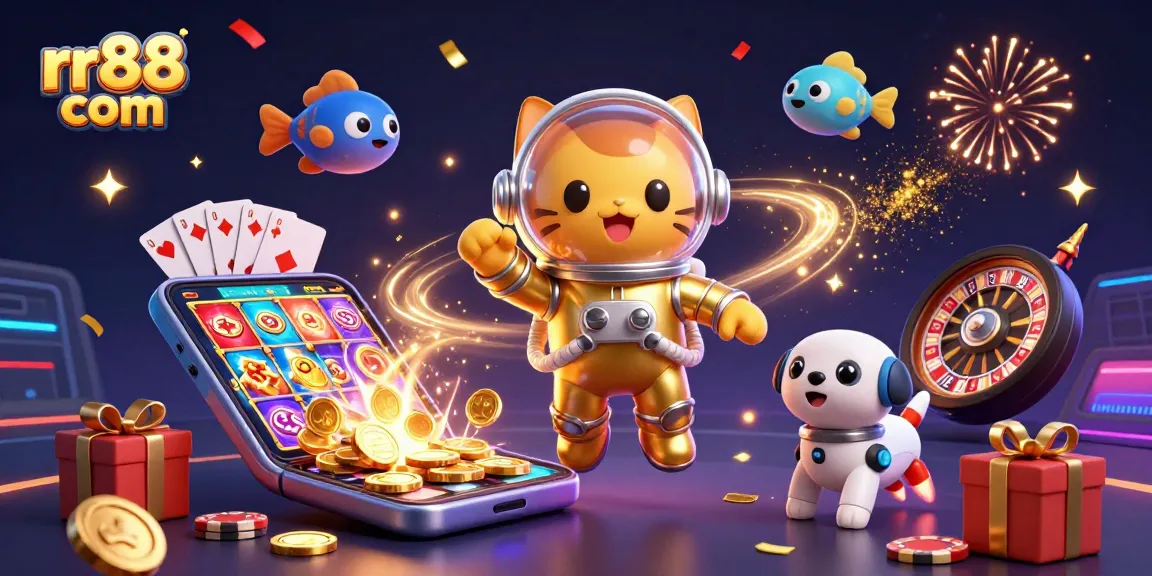Experience the thrill of rr88 com with a colorful slot game and vibrant characters in an exciting 3D scene.