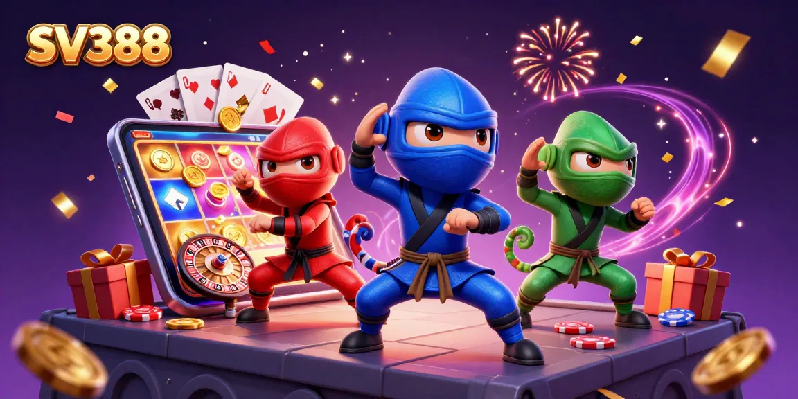 Experience the exciting SV388 live cockfighting action with vibrant slot games and dynamic illustrations.
