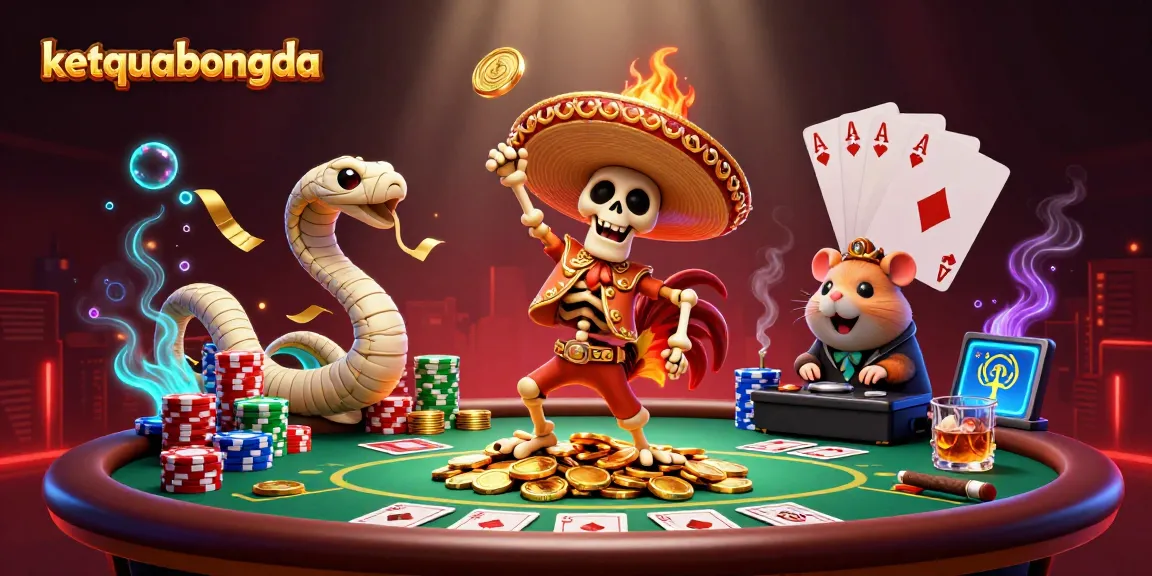 ketquabongda features a colorful skeleton mariachi rooster celebrating on gold coins at a vibrant casino scene