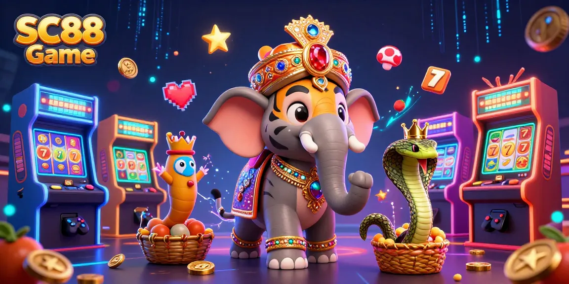 Play SC88 Game with thrilling slot reels and vibrant 3D elements in a dynamic casino setting.