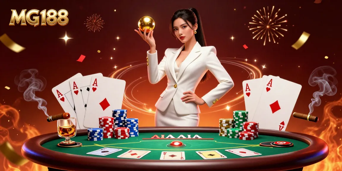 Celebrating a winning moment at MG188 with a stylish casino scene and golden roulette ball.