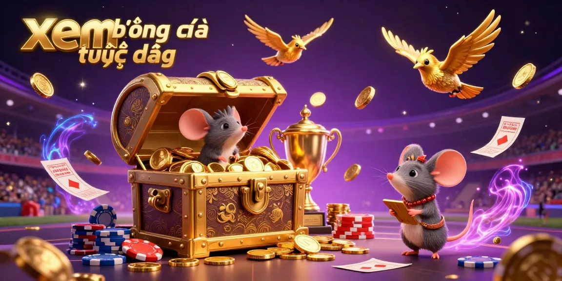 Experience xem bóng đá trực tiếp with immersive sports betting elements, dynamic coins, and engaging characters.