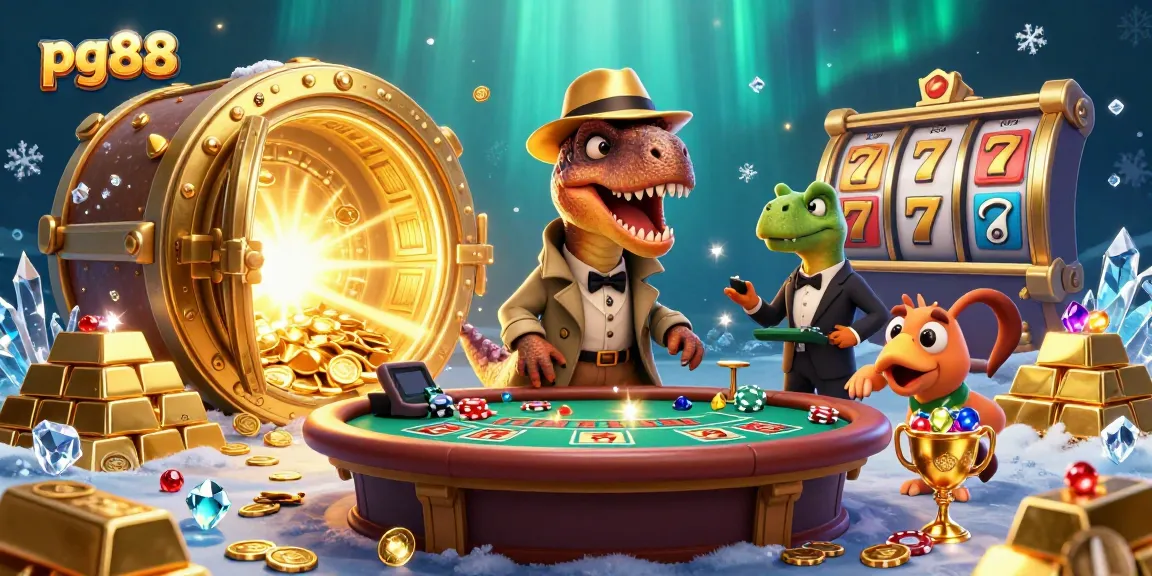 Experience thrills at pg88 with a velociraptor card counter in action at a bustling blackjack table.