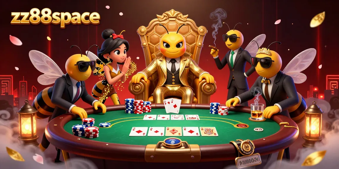 Experience the thrill at zx88space with a vibrant casino scene featuring characters in an engaging poker game.