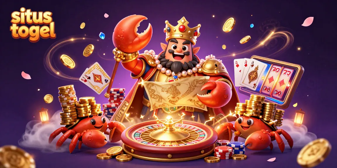 Situs togel menghadirkan ilustrasi 3D kartun yang mengagumkan dengan kepiting emas, chips meriah, dan roda roulette berkilau.