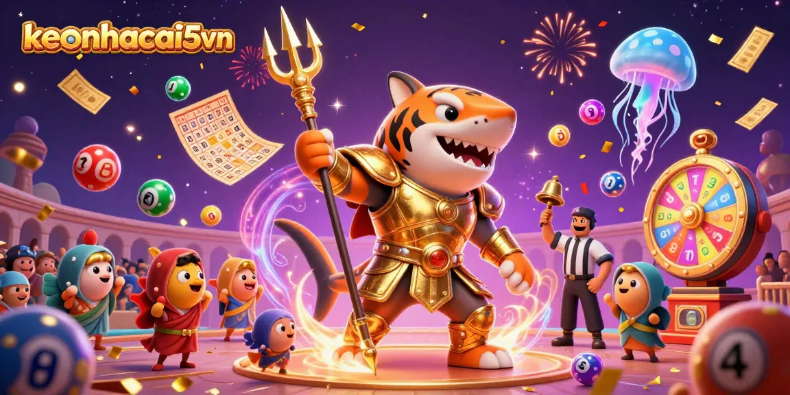 Engage with keonhacai5vn's thrilling lottery gameplay depicted in an underwater scene.