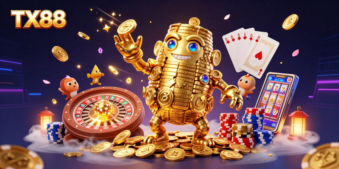 Experience exhilarating wins with TX88's vibrant casino world filled with stunning golems and golden treasures.