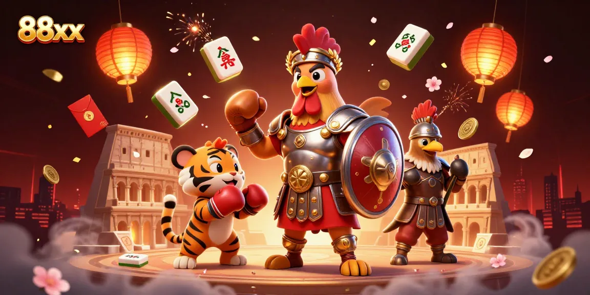 Experience the thrill of 88xx as cartoon gladiators engage in an energetic casino showdown.