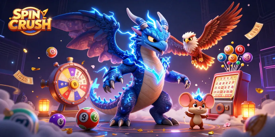 Unlock big wins with SPINCRUSH featuring dynamic lottery gameplay and electrifying characters.