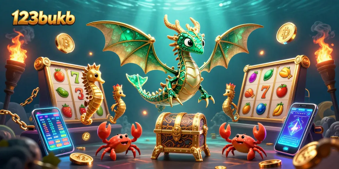 Players enjoy thrilling slot games at 123bukb with emerald sea dragon and futuristic elements.