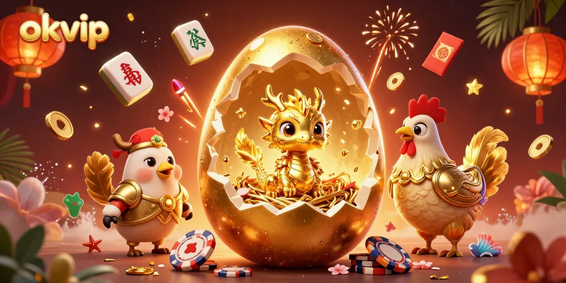 Engage with okvip’s thrilling gambling experience featuring a dragon and poker chips.