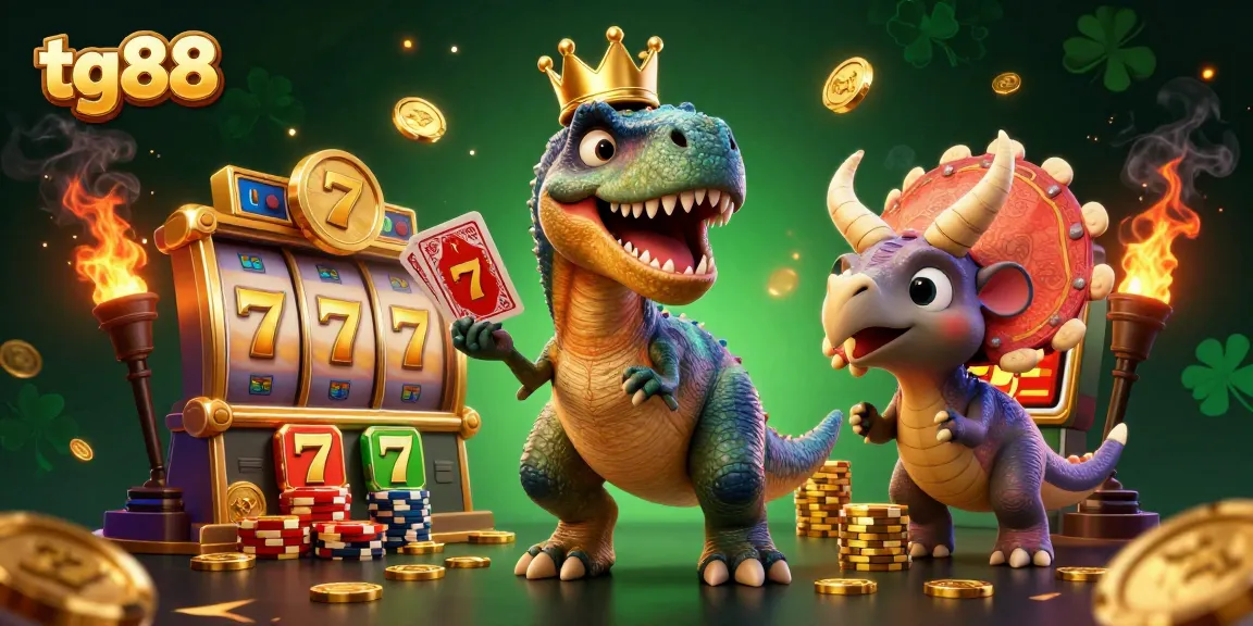 Experience exciting games at tg88 with fun characters in a colorful casino scene.