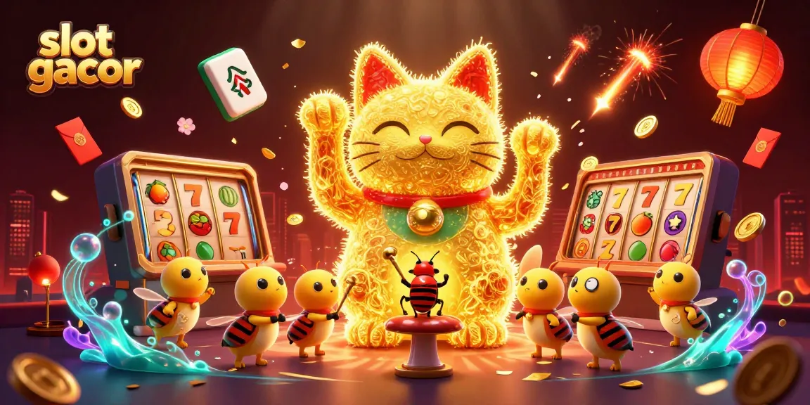 Experience the excitement of slot gacor with captivating golden fireflies and casino elements.
