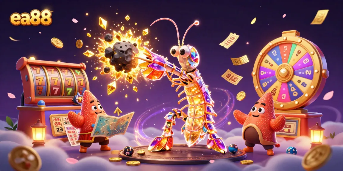 ea88 brings thrilling jackpot excitement with vibrant slot reels and golden prizes in an action-packed scene.