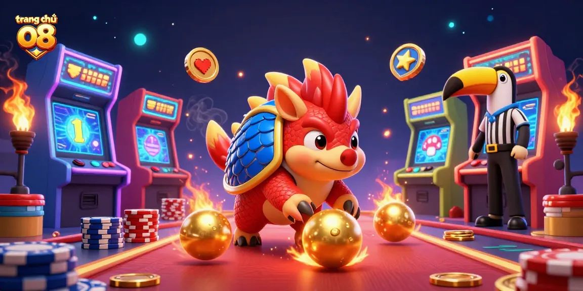 Experience excitement with rival pangolins in red and blue at trang chủ o8, rolling golden balls into poker chips.