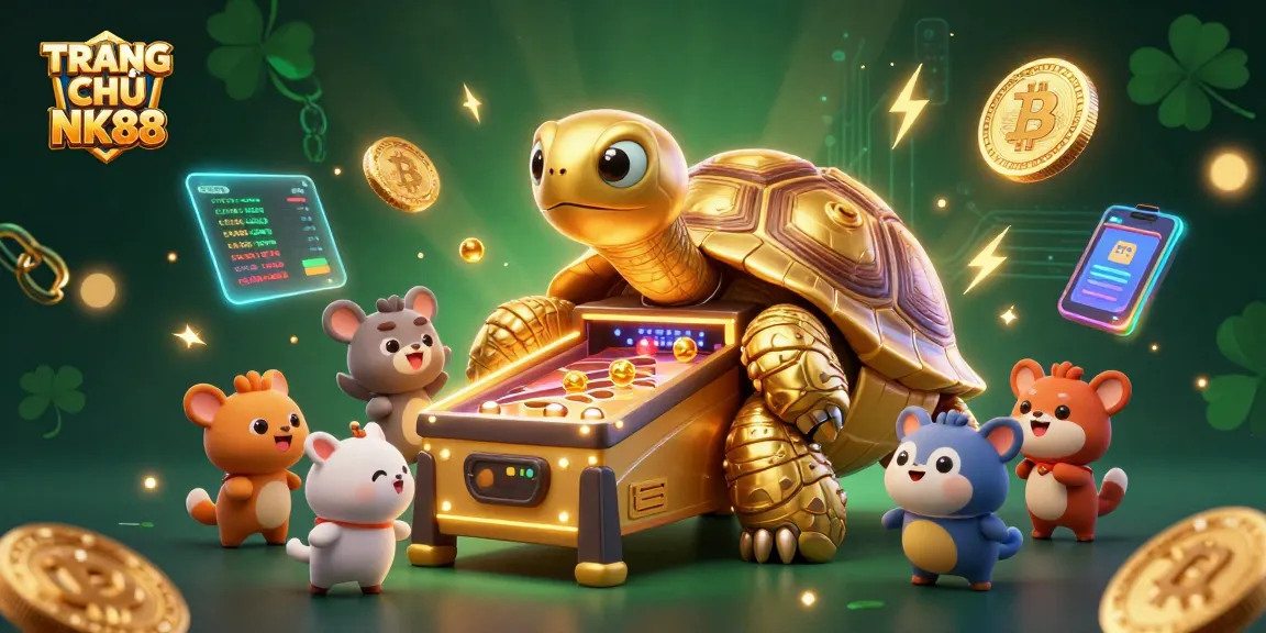 Engage with TRANG CHỦ NK88's thrilling gaming scene showcasing a dynamic casino atmosphere with vibrant characters and elements.