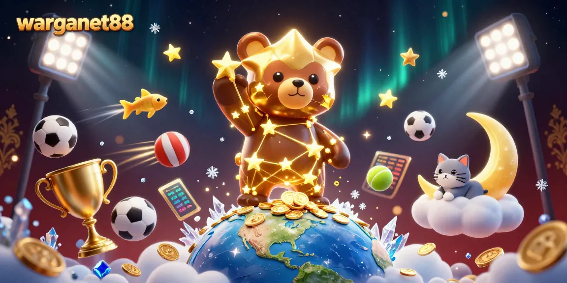 Win big with warganet88 gaming, featuring a cosmic bear collecting coins in a vibrant casino world.