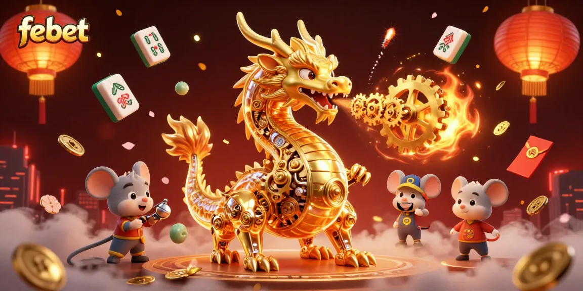 Engage in thrilling gameplay at febet with dynamic scenes of games, coins, and vibrant symbols.