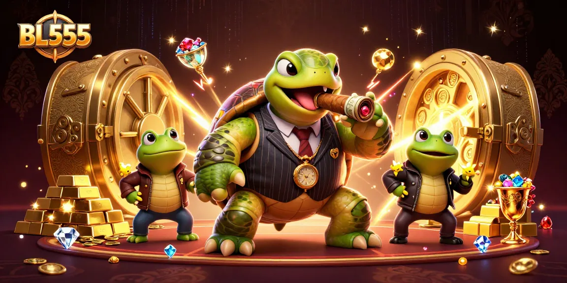 Experience BL555 as a giant snapping turtle in a casino scene with gold and jewels.