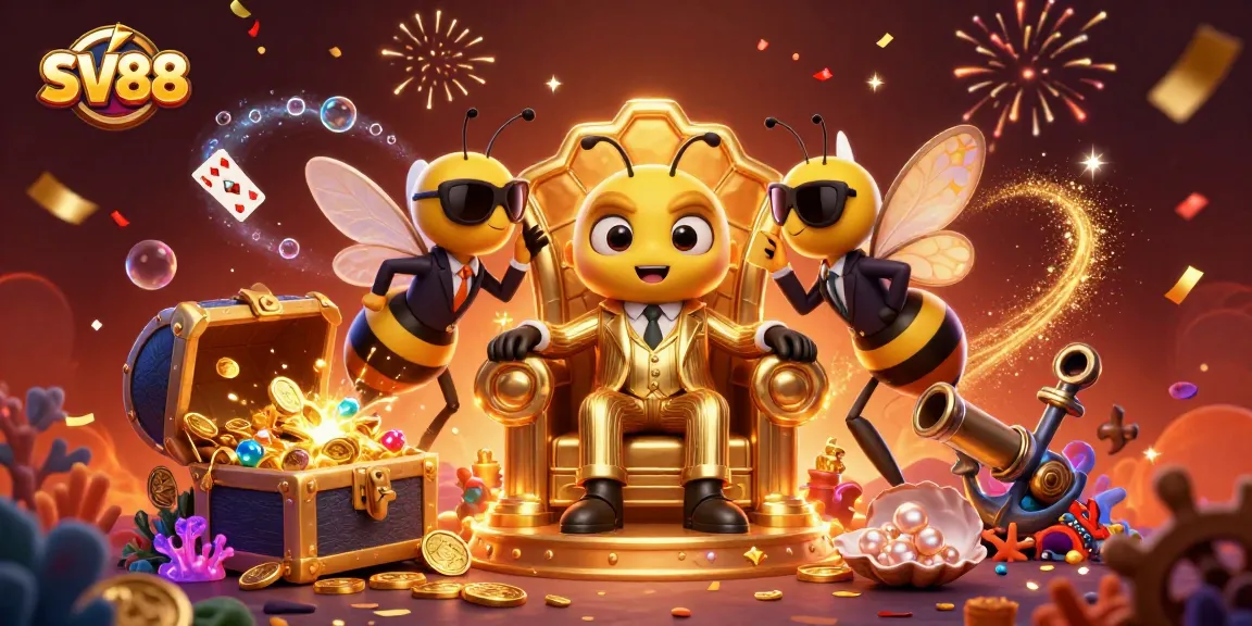 Experience the thrilling SV88 casino scene with dynamic characters and shimmering gaming elements.