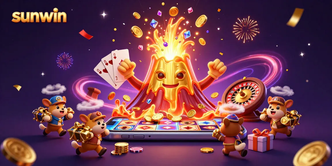 Engage in thrilling gaming action with sunwin's vibrant casino games, set against a rich backdrop.