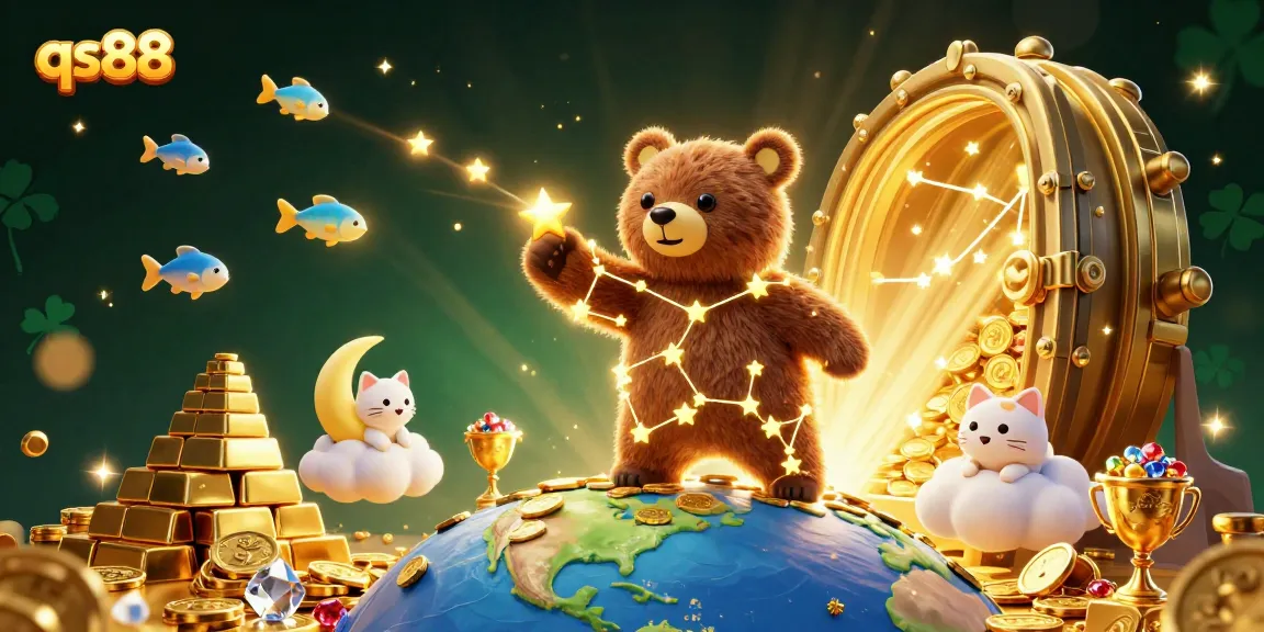 Engage with qs88's thrilling slots as the constellation bear scoops up winnings surrounded by dazzling treasures.