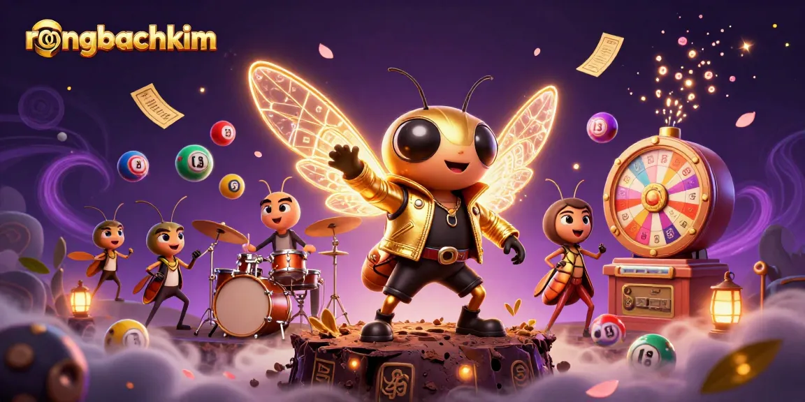 Engage with rongbachkim's lottery excitement featuring vibrant balls and energetic characters.