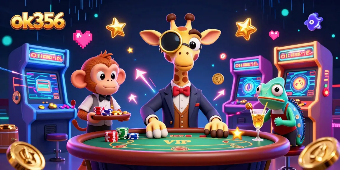 Engage with exciting casino action featuring ok356 in a vibrant 3D illustration with unique characters.