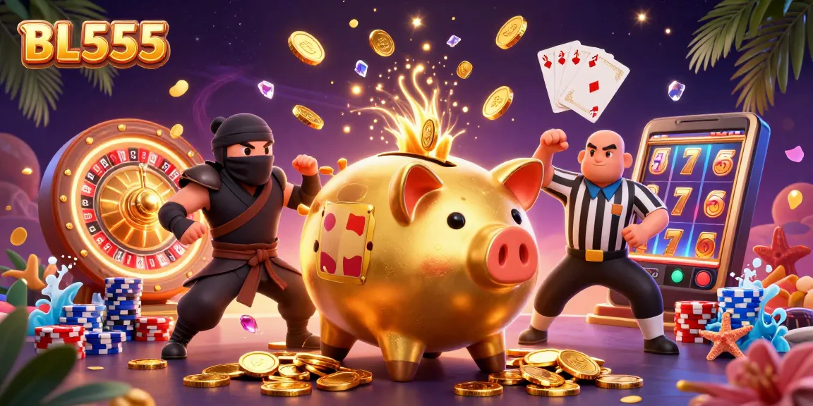 Experience exciting gameplay with BL555 featuring vibrant 3D casino characters and lively action.