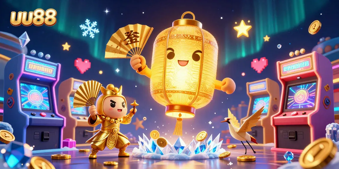 uu88 players chase jackpots in a vibrant casino scene full of gaming elements and lucky symbols.