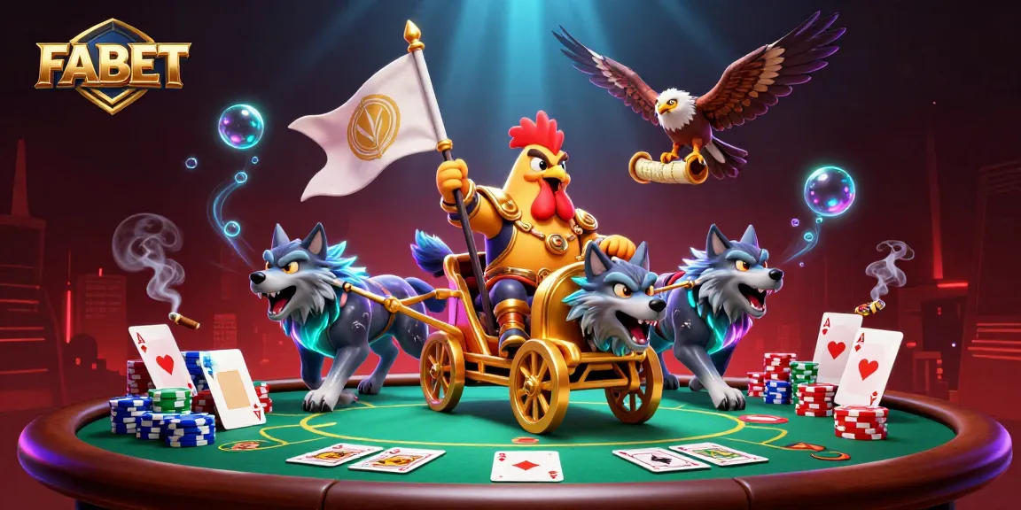 Engage in exciting gameplay at FABET with a dazzling 3D casino battle scene featuring unique characters and elements.