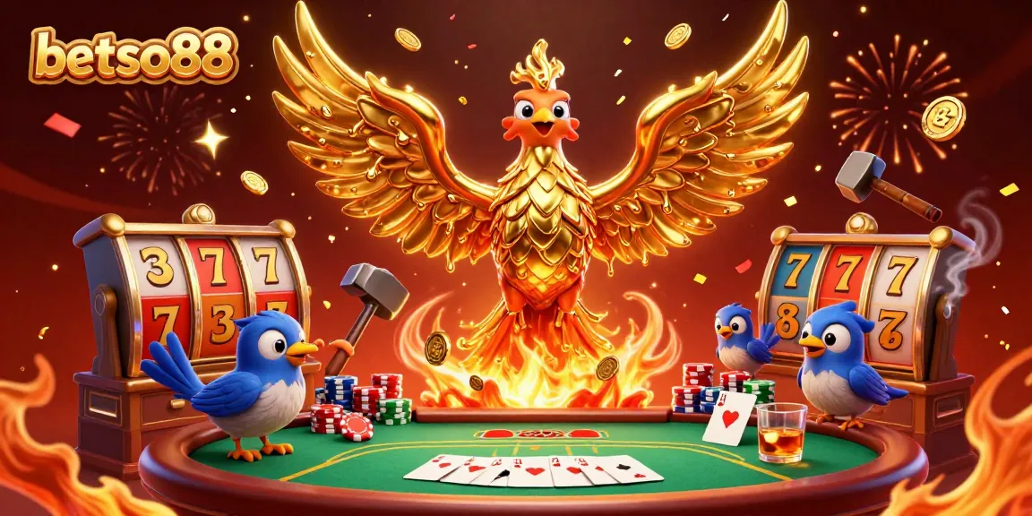 Experience thrilling moments with betso88 as molten gold transforms into coins amidst energetic gambling action.