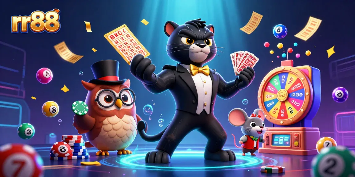 Win exciting games at rr88 with stylish gaming characters surrounded by vibrant casino elements!
