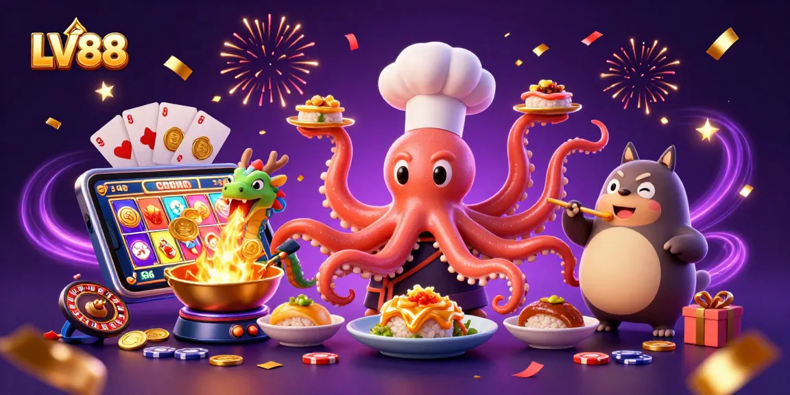 Experience LV88's thrilling games with a vibrant scene of gambling excitement and interactions.