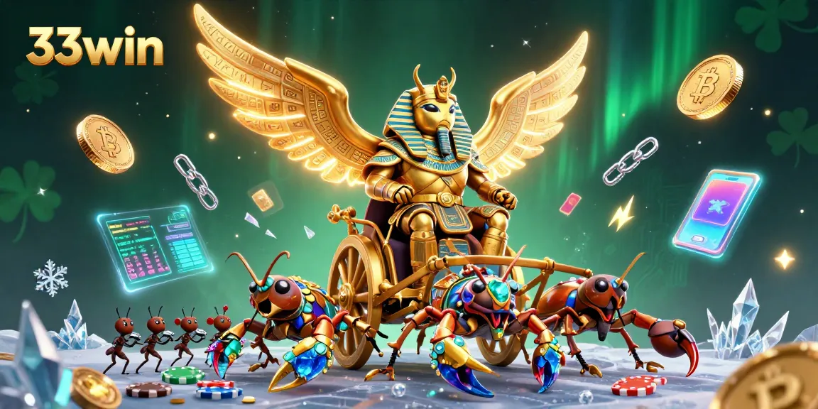 Experience thrilling gameplay with 33win's vibrant features in this dynamic casino illustration.