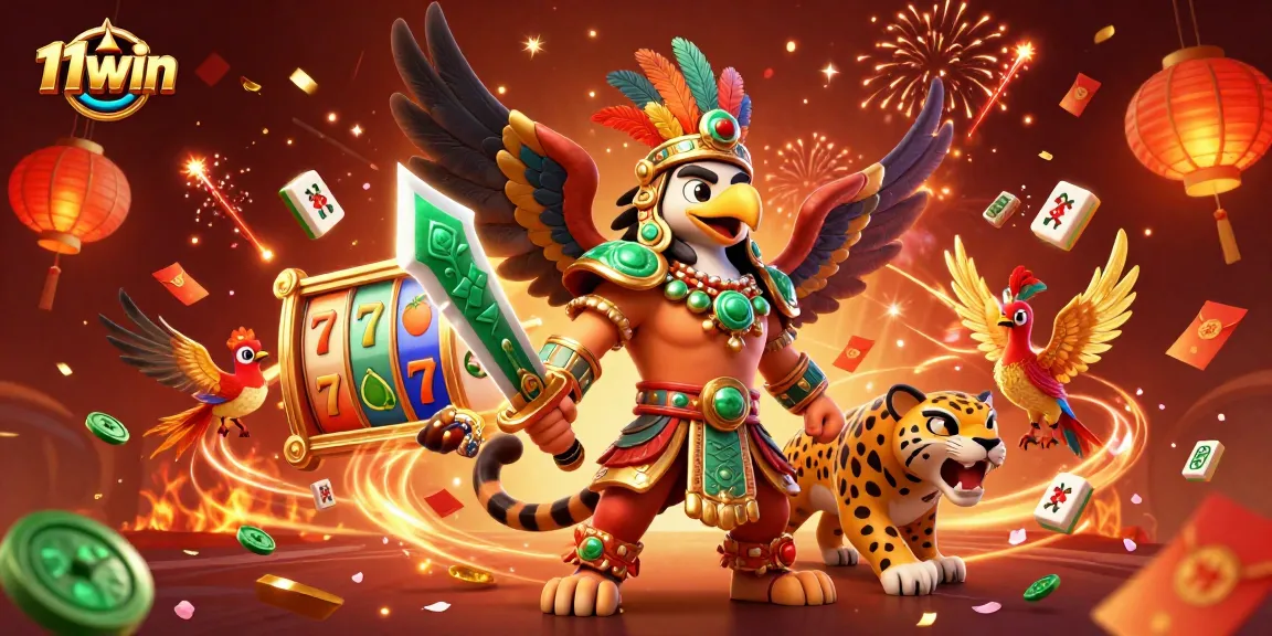 Experience thrilling gameplay with dynamic 11WIN slots and vibrant characters in a captivating scene.