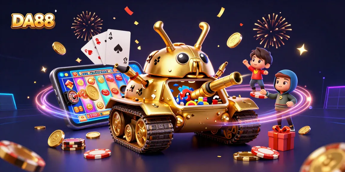 Experience thrilling gameplay at DA88 with a colorful 3D casino scene featuring dynamic elements.