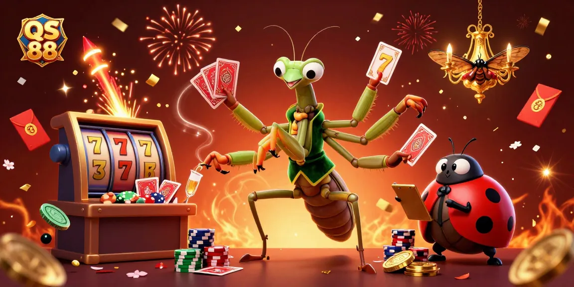 Experience thrilling moments at QS 88 with a vibrant 3D casino scene featuring games and rewards.