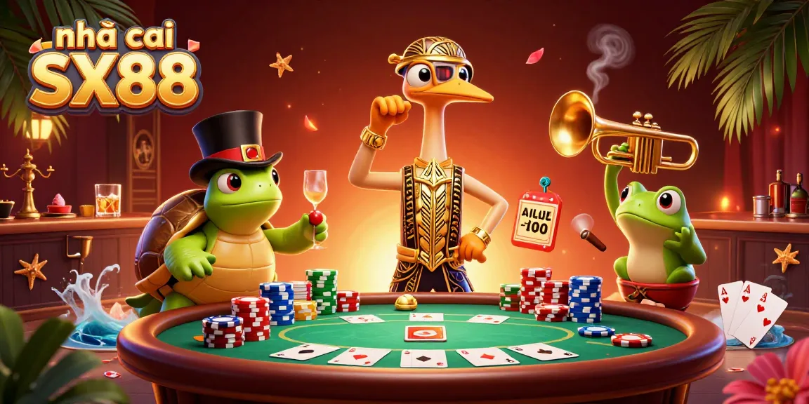 Experience the thrill of the nhà cái SX88 with a lively illustration of gambling fun.