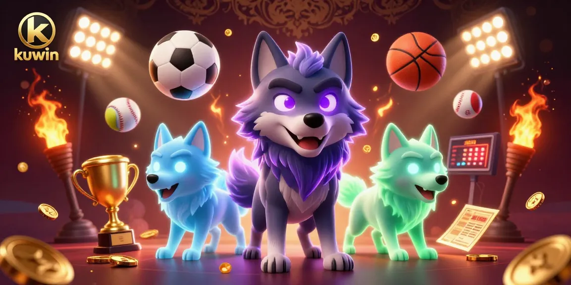 kuwin showcases an energetic 3D scene with ghostly wolves and sports elements, perfect for online gambling.