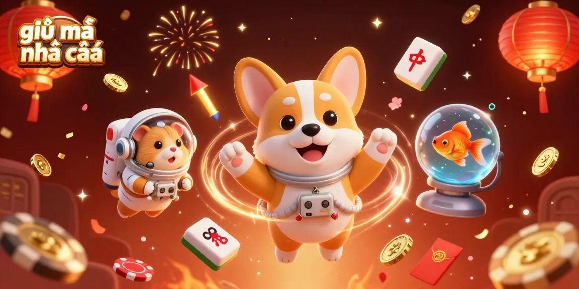 Engage with giải mã nhà cái through a vibrant 3D scene of fun characters and drifting casino elements.