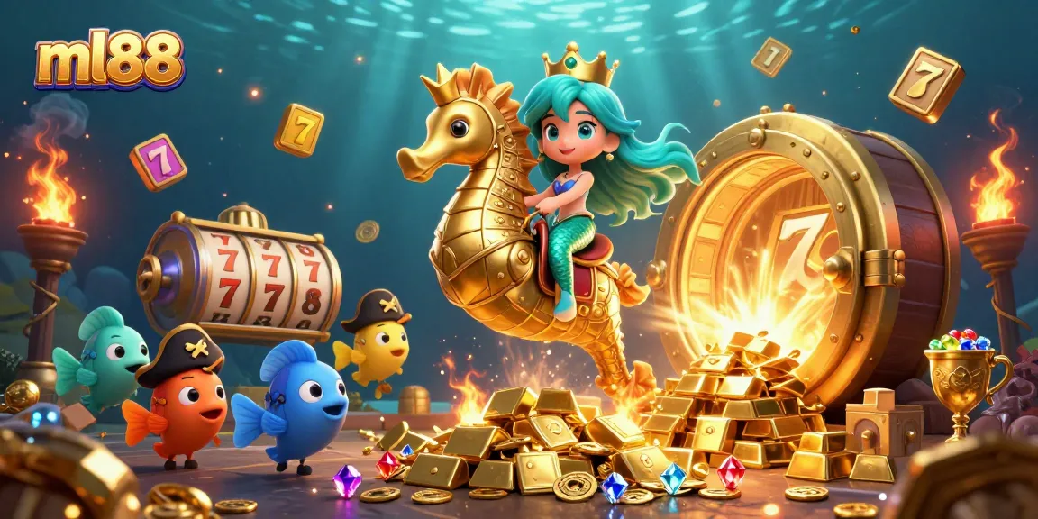 Engage with ml88 casino adventures as a mermaid princess explores rich treasures and slot games.