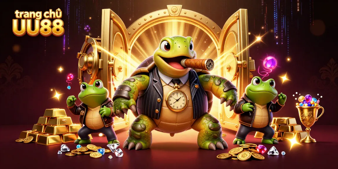 Experience the exciting trang chủ UU88 with giant treasures and lively characters in a vibrant casino scene.