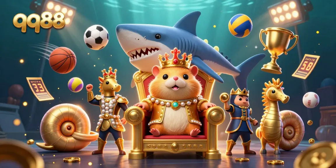 Experience thrilling qq88 action with a golden hamster king and sports-themed elements!
