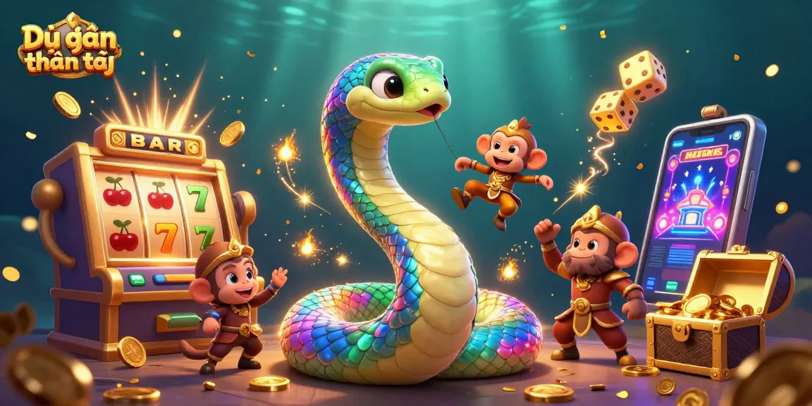Dự đoán thần tài predicts winning numbers with a magical scene featuring vibrant casino elements and characters.