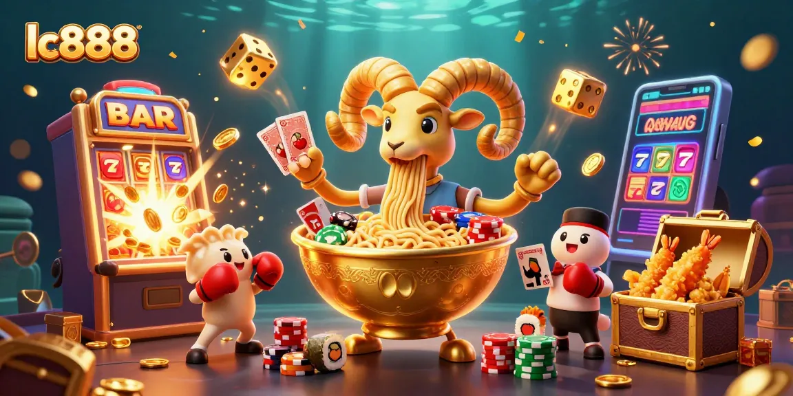 Experience the excitement of lc888 with a vibrant 3D casino scene featuring unique characters and gaming elements.